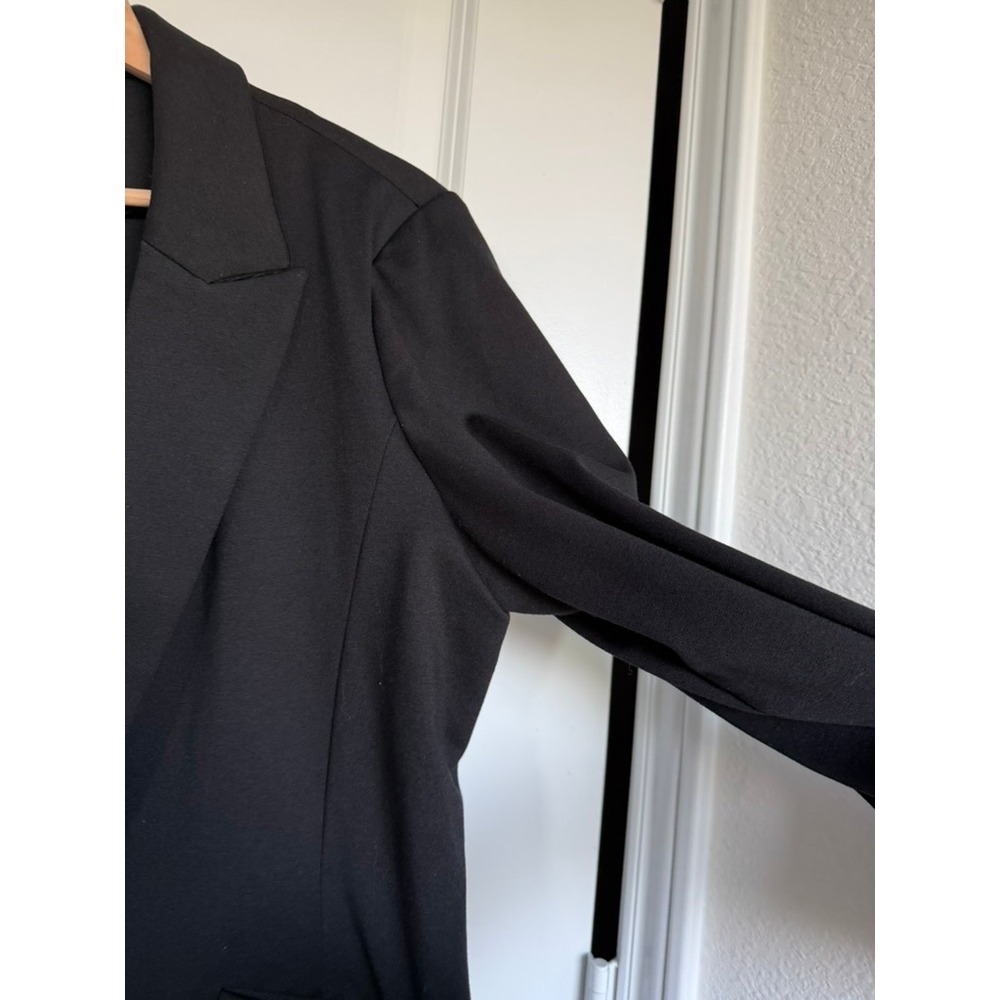 Nine West Womens Black Ruched 3/4 Sleeve Open Front Blazer Jacket Large - Picture 5 of 10